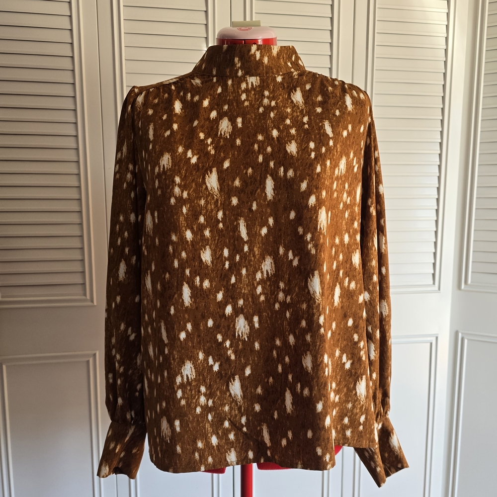 Philosophy Brown and White Patterned Blouse